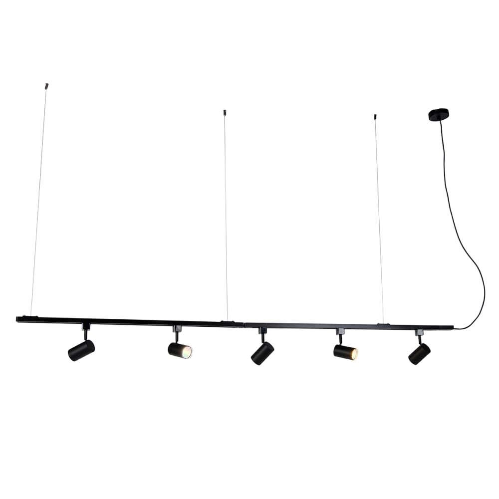 Système éclairage rail intelligent noir monophasé 5 gu10 wifi — Beyit