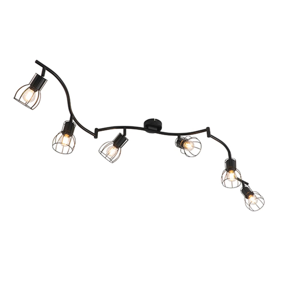 Spot plafond moderne noir 6 lumières