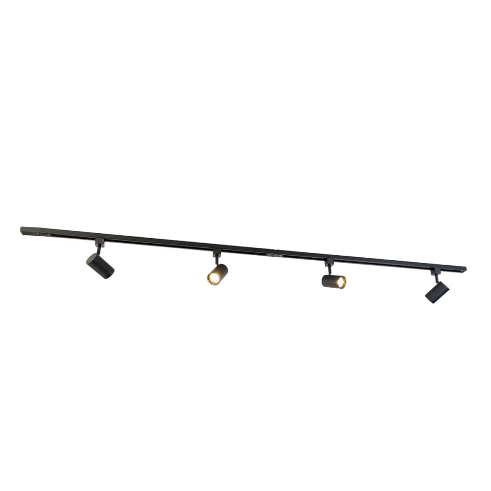 Système éclairage rail intelligent monophasé 4 spots GU10 WiFi noirs