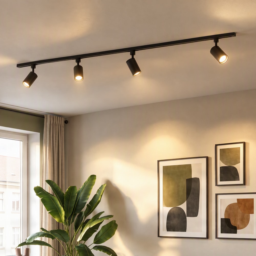 Schienensystem mit 4 WiFi GU10 Spots Schwarz - Maisons Du Monde