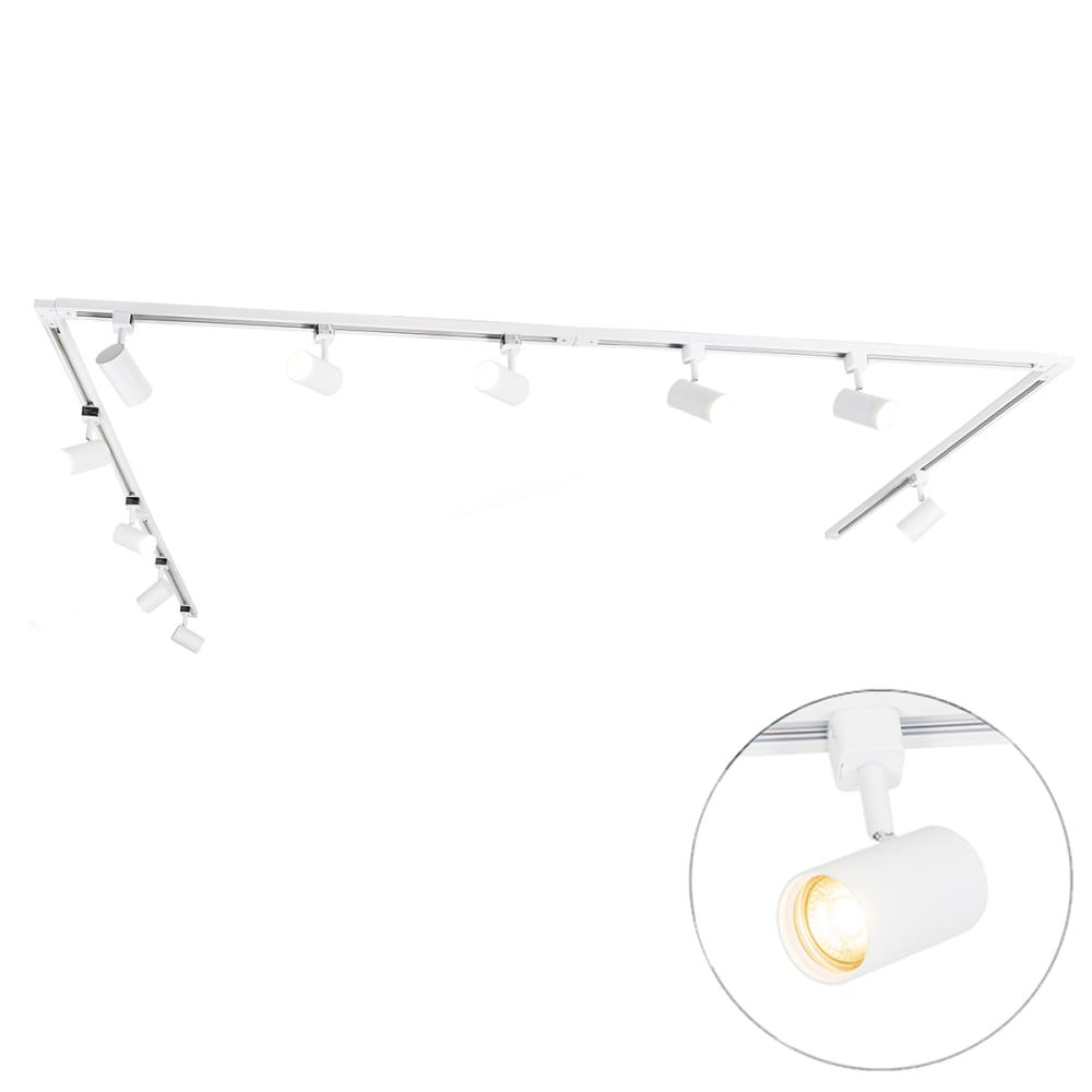 QAZQA Schienensystem 10 Spots Weiß style modern Weiß Metall