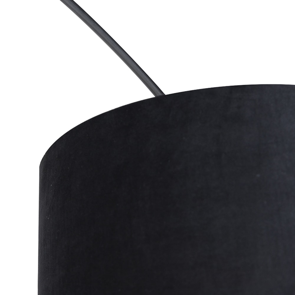 Bogenlampe schwarz Veloursschirm schwarz mit Gold 50 cm - Maisons