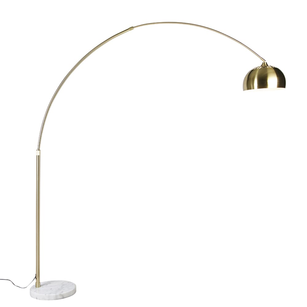 Lampe arc laiton base ajustable marbre blanc