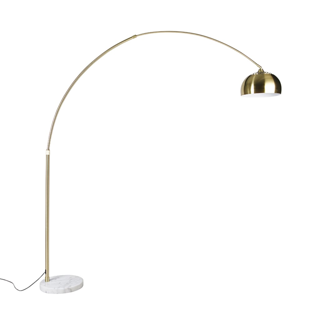 Lampe arc laiton base ajustable marbre blanc