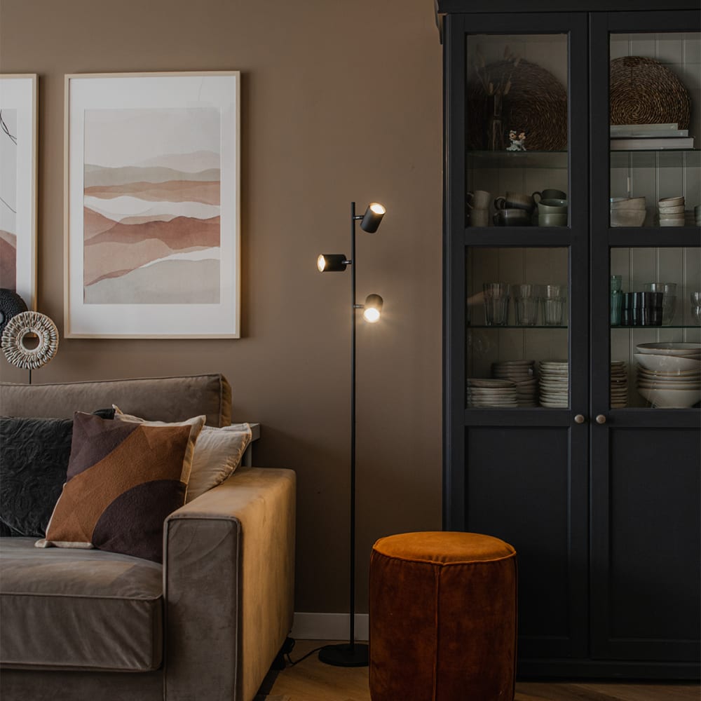 Lampadaire moderne noir 3 lumières — vue 3