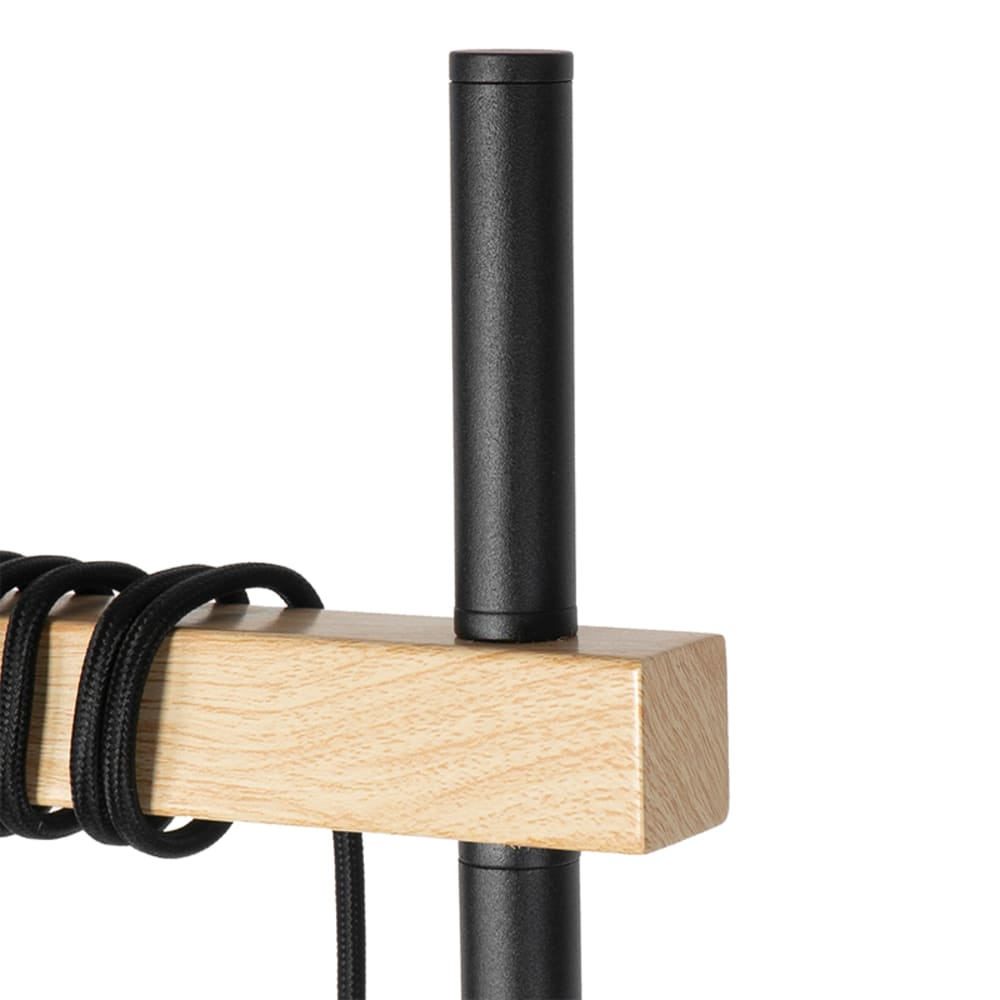 Lampadaire country noir bois 2 lumières — vue 4