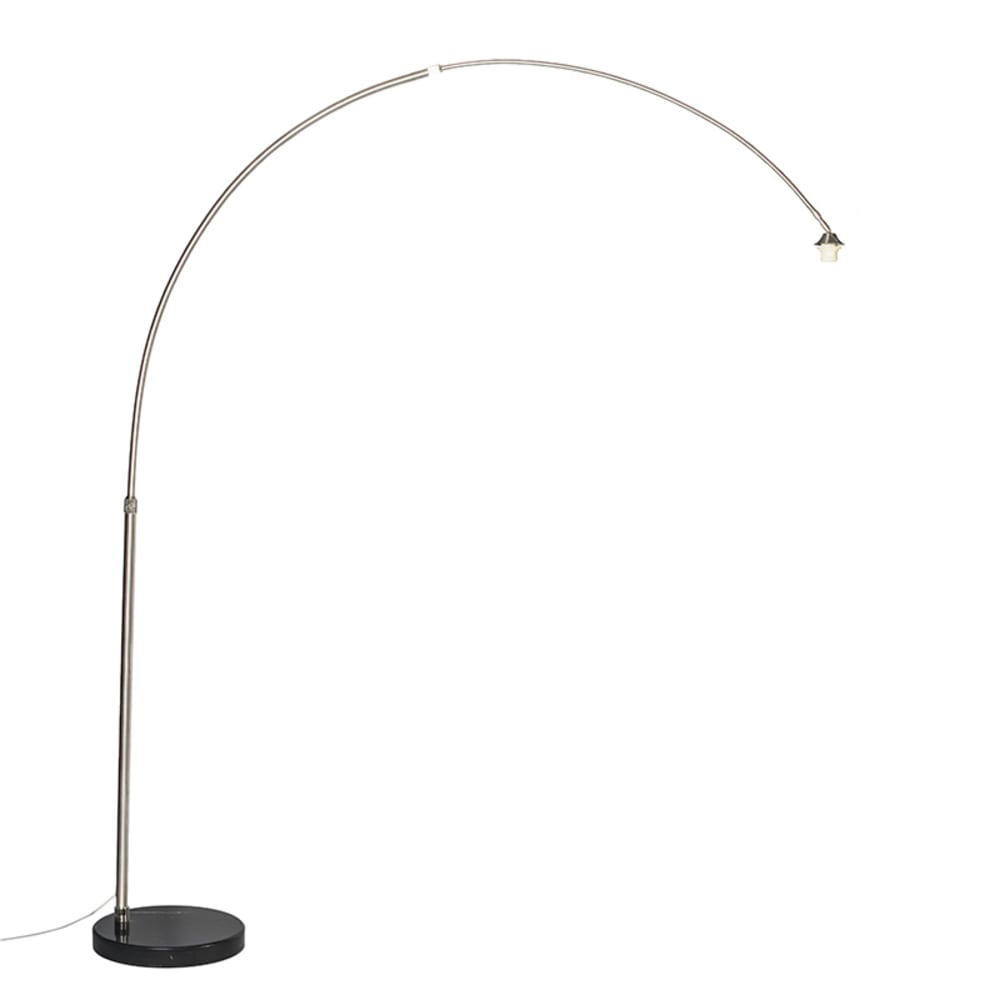 QAZQA Bogenleuchte Stahl mit Marmorfuß style modern Silber Metall
