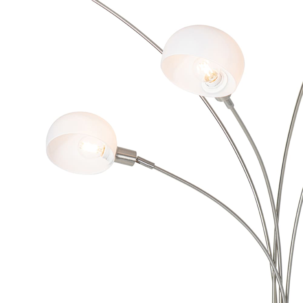 Lampadaire design acier verre opale 5 lumières — vue 4