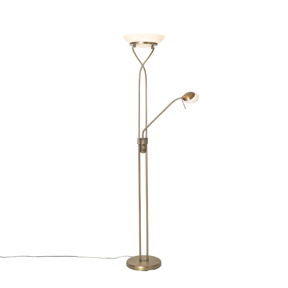 QAZQA Stehlampe Bronze inkl. LED und Dimmer mit Leselampe style modern Gold Metall