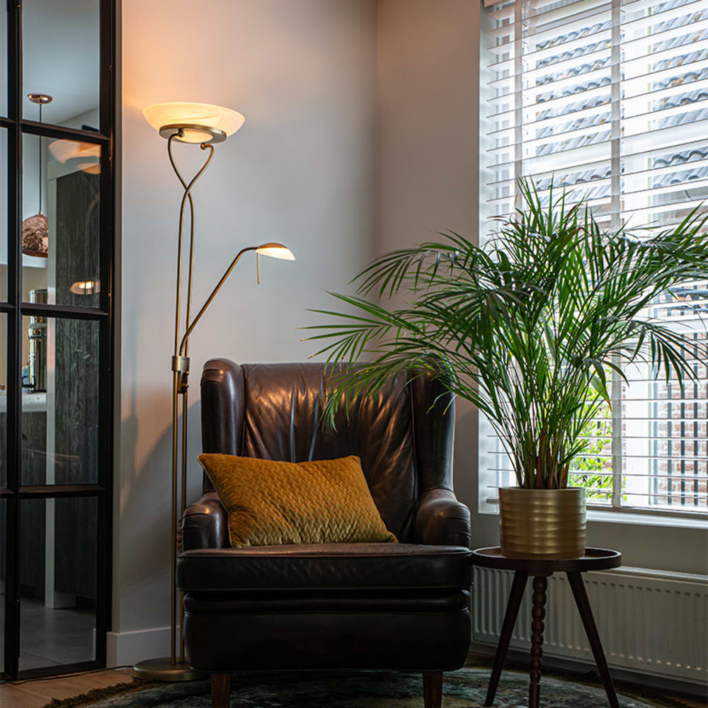 Stehlampe Bronze inkl. LED und Dimmer mit Leselampe - Maisons Du