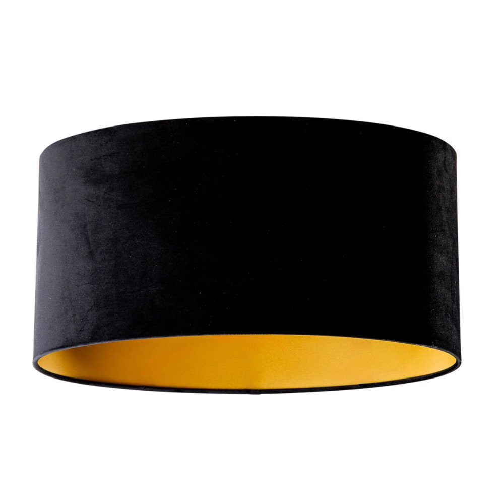 QAZQA Samtlampenschirm schwarz oval 50/33/25 style classic chic - Samt