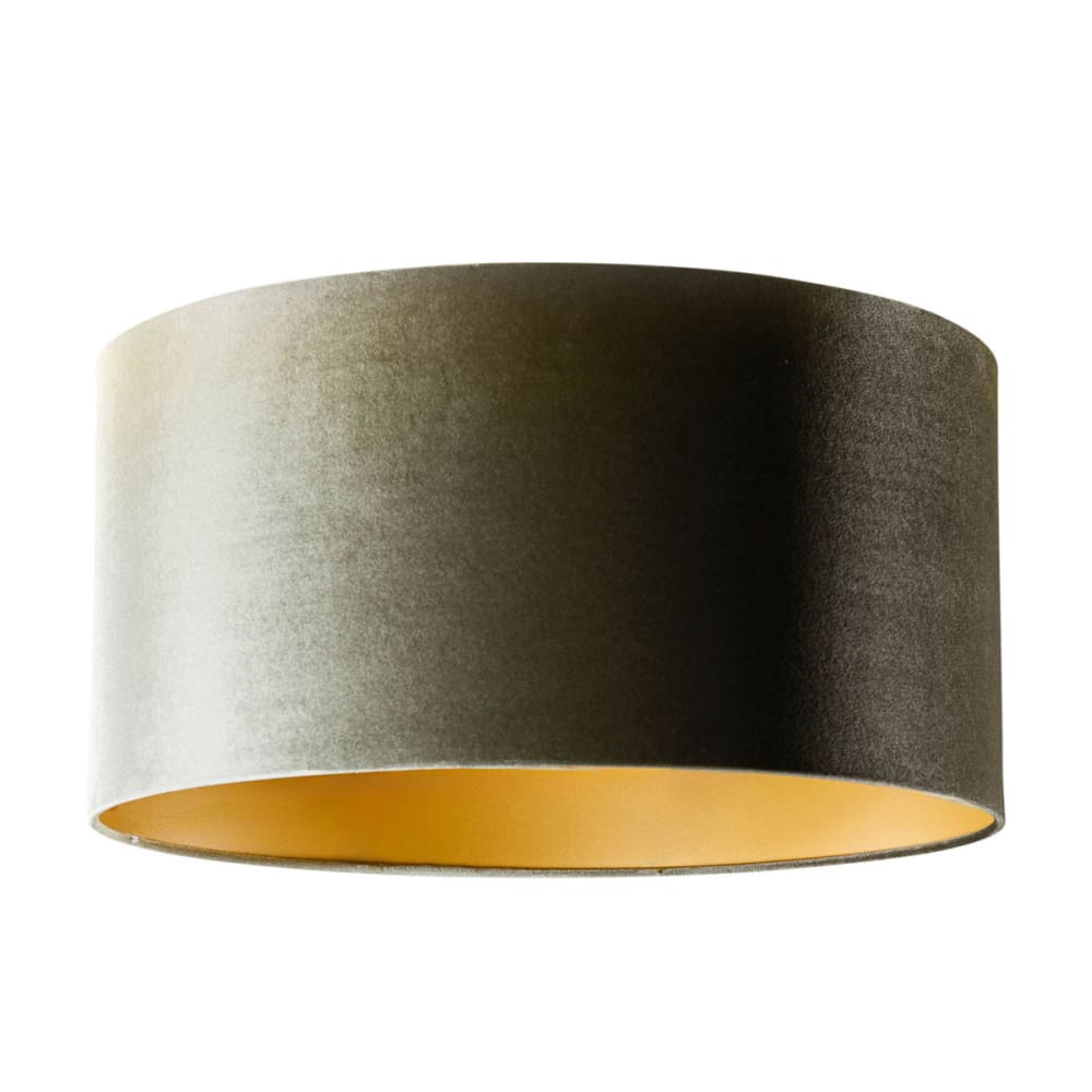 Abat-jour velours vert intérieur doré