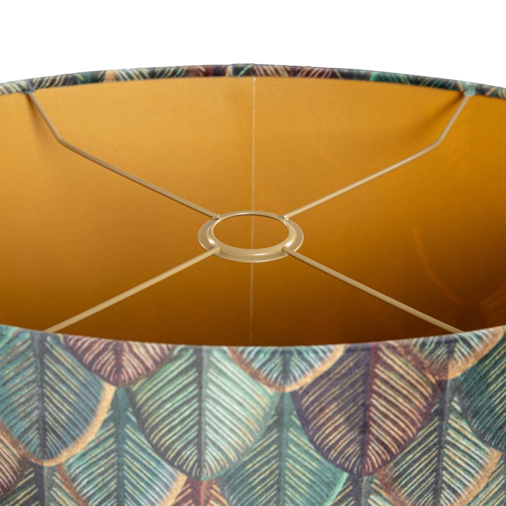 Abat-jour velours motif feuilles intérieur doré ovale — vue 4