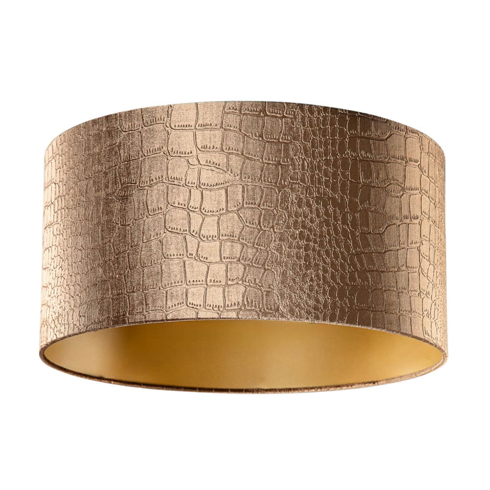 Abat-jour velours motif crocodile intérieur doré