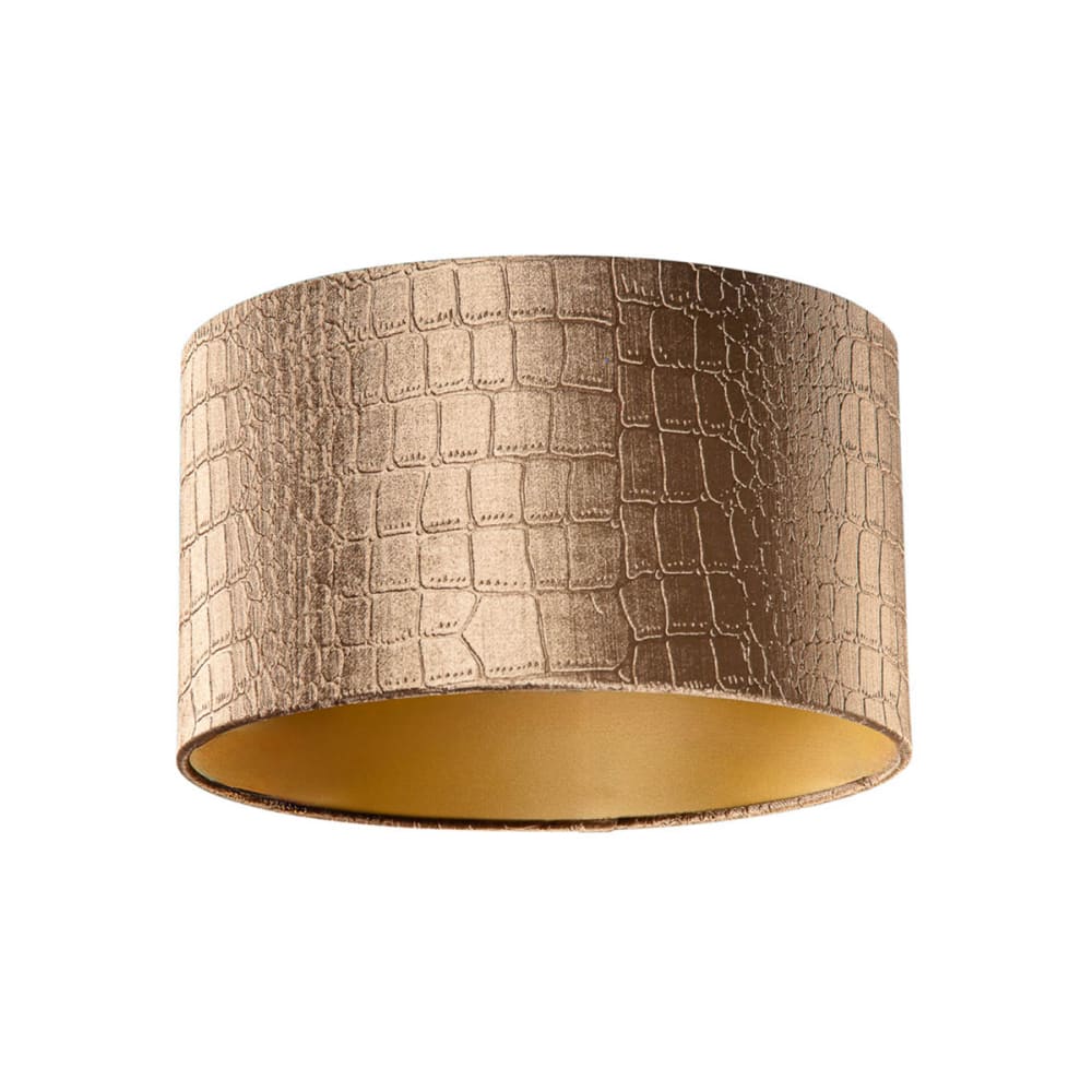 QAZQA Samtlampenschirm Krokodil-Design mit goldener Innenseite 35/35/20 style classic chic Braun Samt