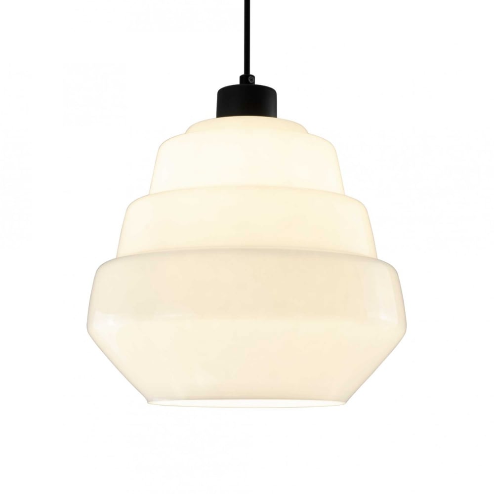 Suspension en verre - équipement coupelle métal blanc
