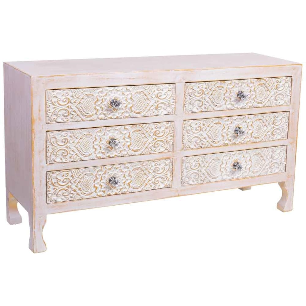 Commode en bois avec 6 tiroirs 91x28,5x51,5
