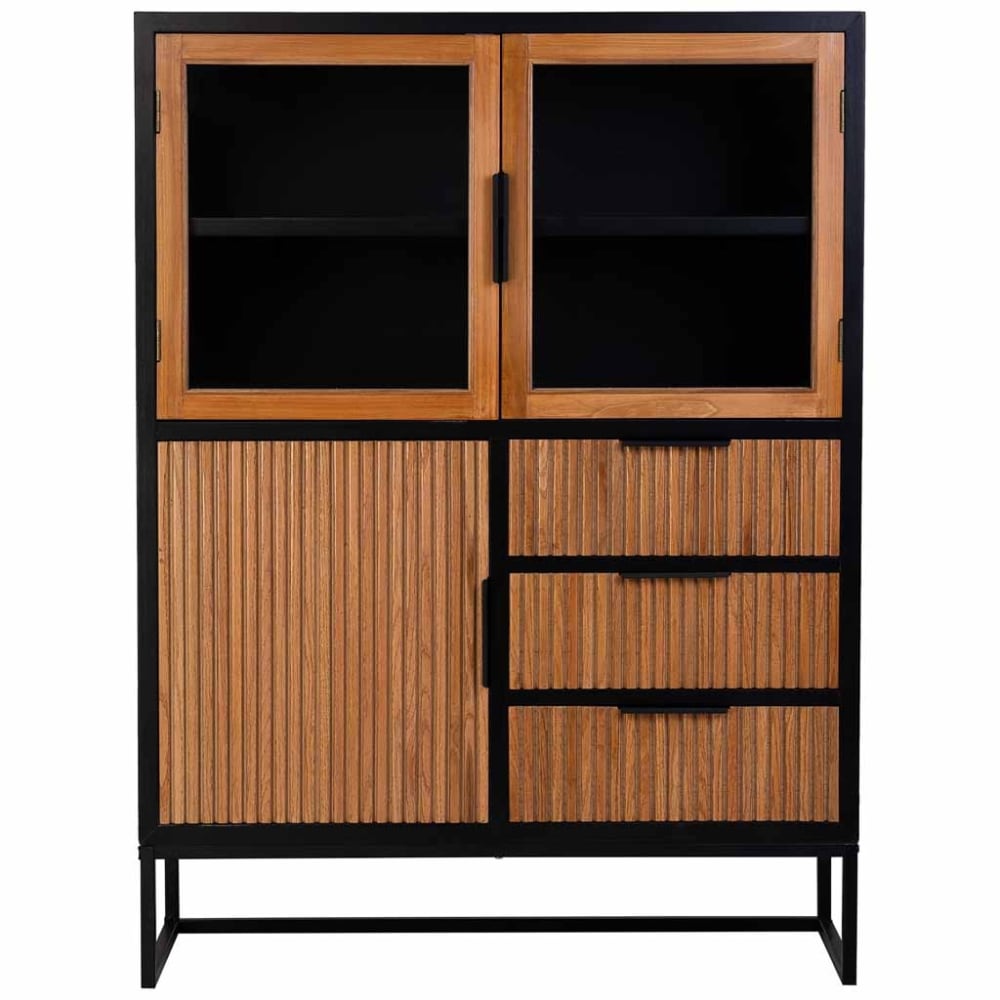 Vitrine 3 portes et 3 tiroirs, bois, 100x40x135h cm