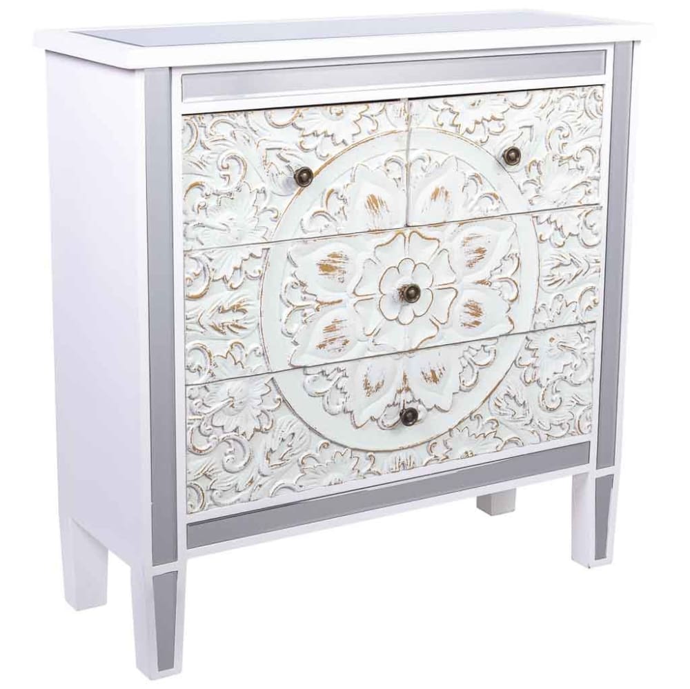 Commode en bois et en verre avec 4 tiroirs 80x30x81