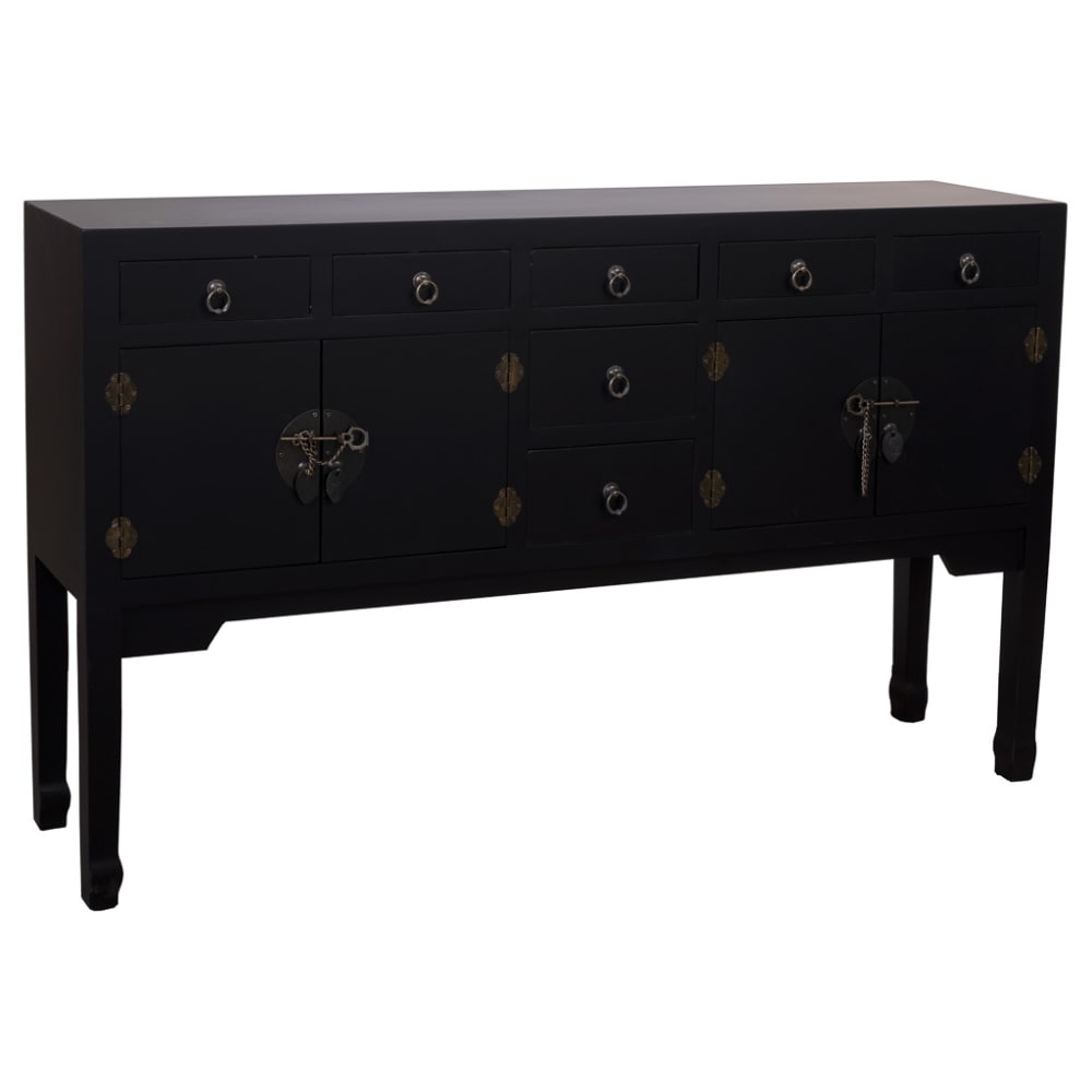 Buffet en bois avec 7 tiroirs et 2 portes 128x26x78