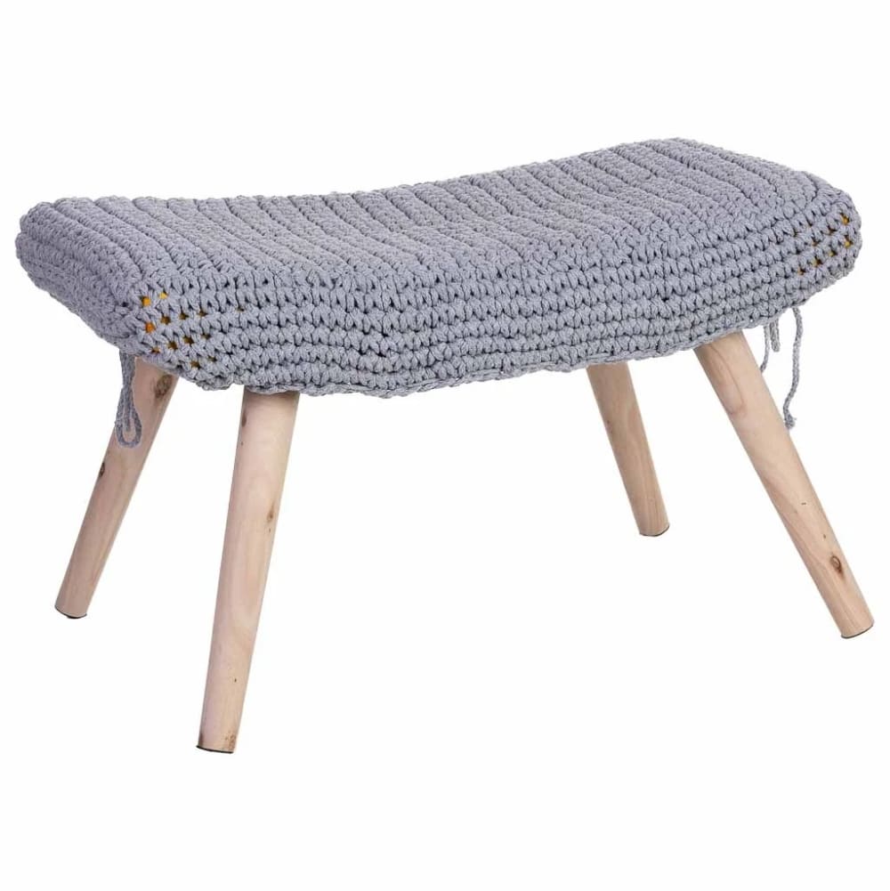 Banquette en bois et coton tressé 67 x 30 x 43h cm Banquette en bois et coton tressé 67 x 30 x 43h cm