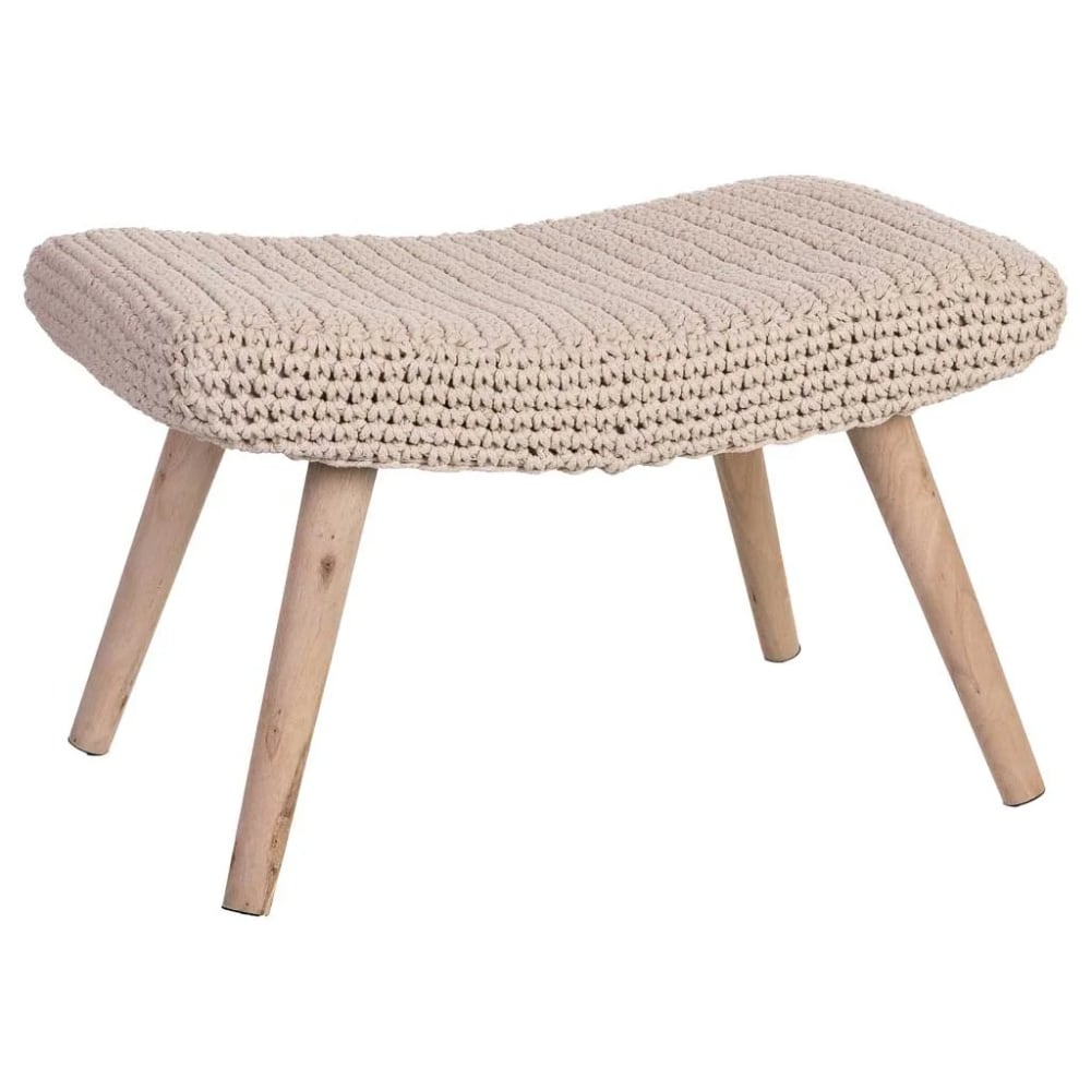 Banquette en bois et coton tressé 67 x 30 x 43h cm Banquette en bois et coton tressé 67 x 30 x 43h cm