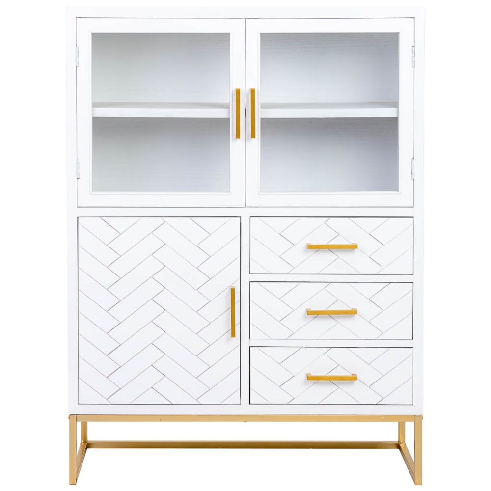 Vitrine 3 portes et 3 tiroirs, bois, 100x40x135h cm