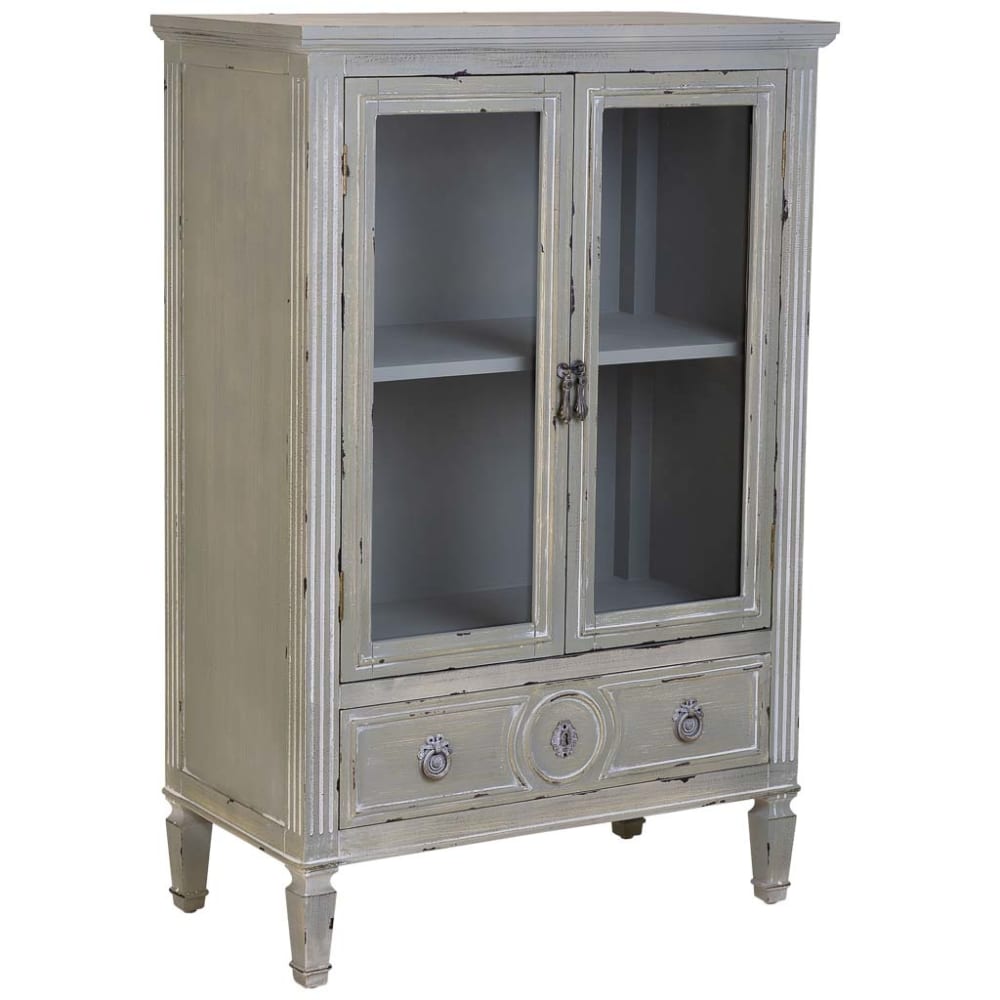 Vitrine en bois avec un tiroir gris 80x42x120h cm