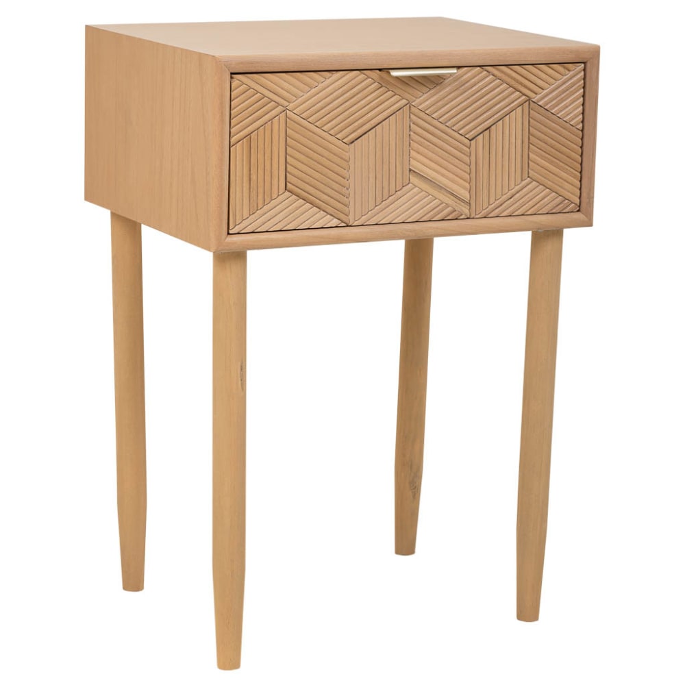 Table de nuit en bois avec 1 tiroir marron 41x33x60