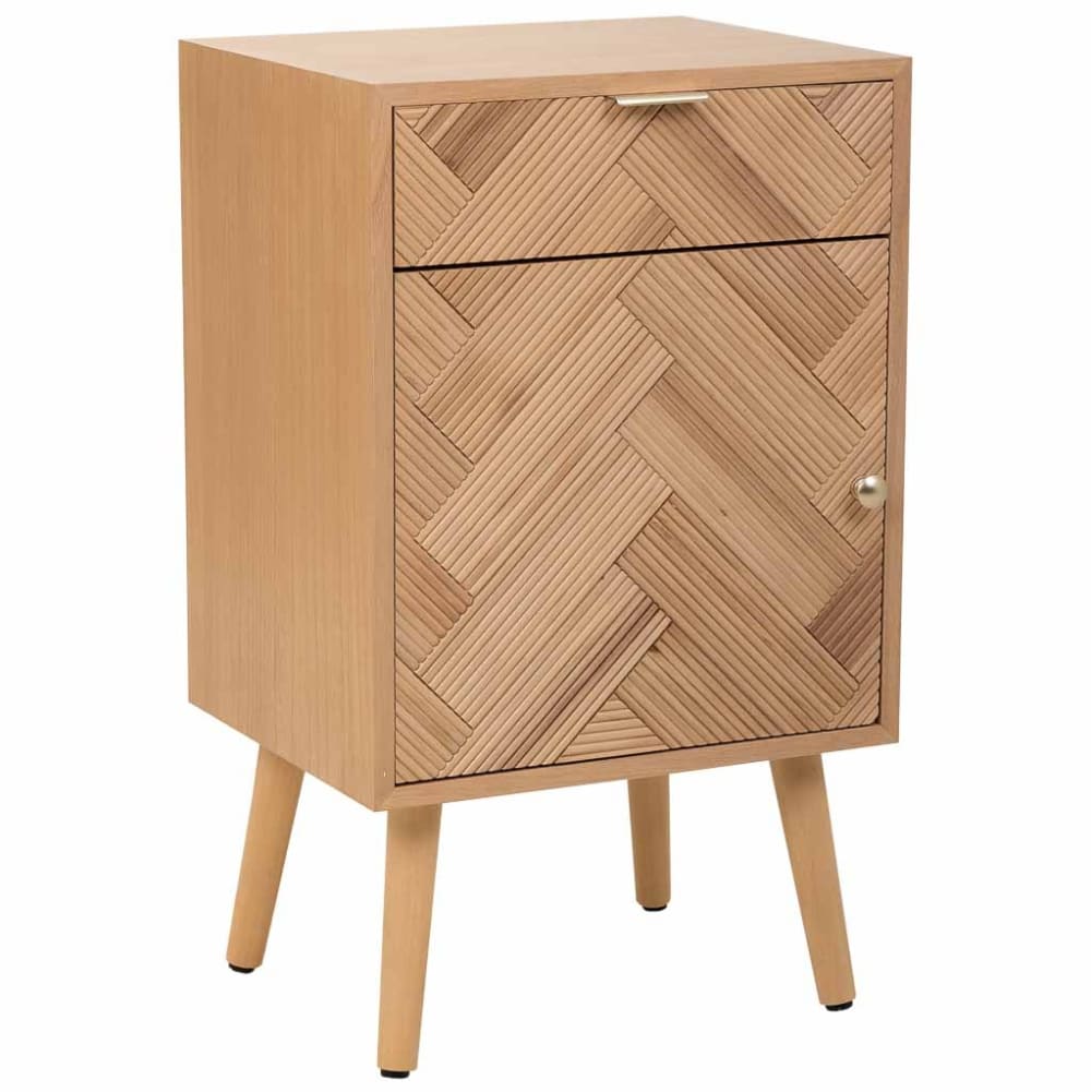 Wanderlust deco Nachttisch aus Holz mit einer Tür und einer Schublade, 42x34x70, braun - Holz