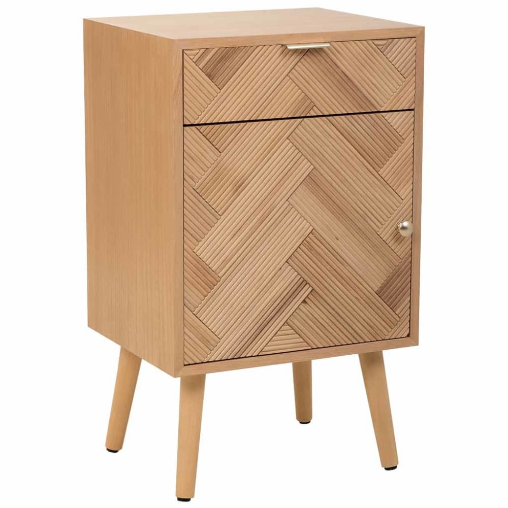 Table de nuit en bois avec 1 porte et 1 tiroir marron 42x34x70