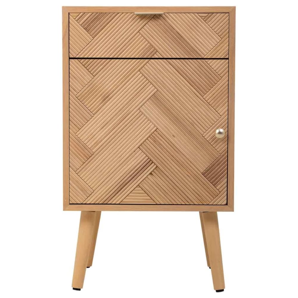 Nachttisch aus Holz mit einer Tür und einer Schublade, 42x34x70,