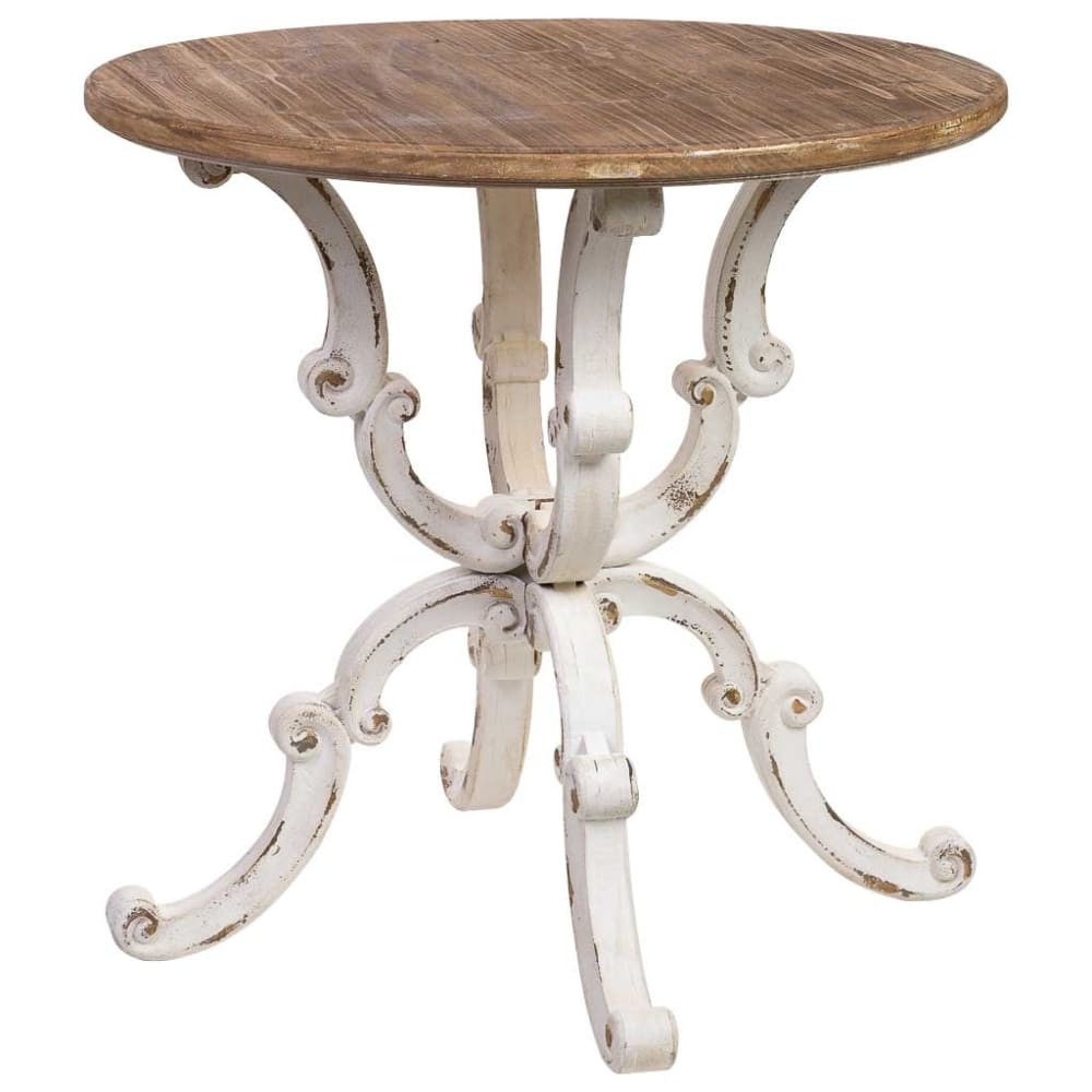 Table ronde en bois, finition vieillie D80x80x79h cm