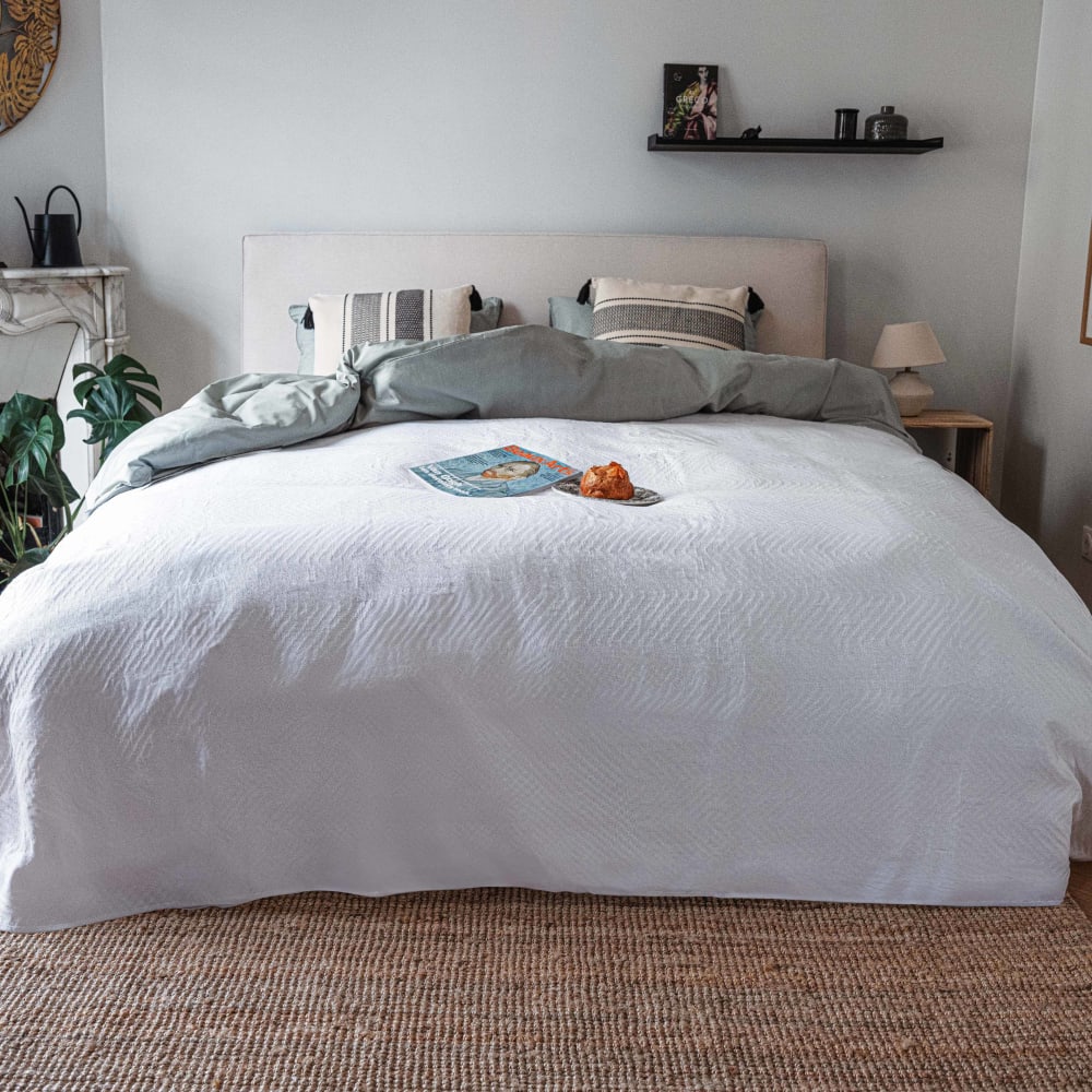 Couvre-lit coton blanc cassé 250x220 cm