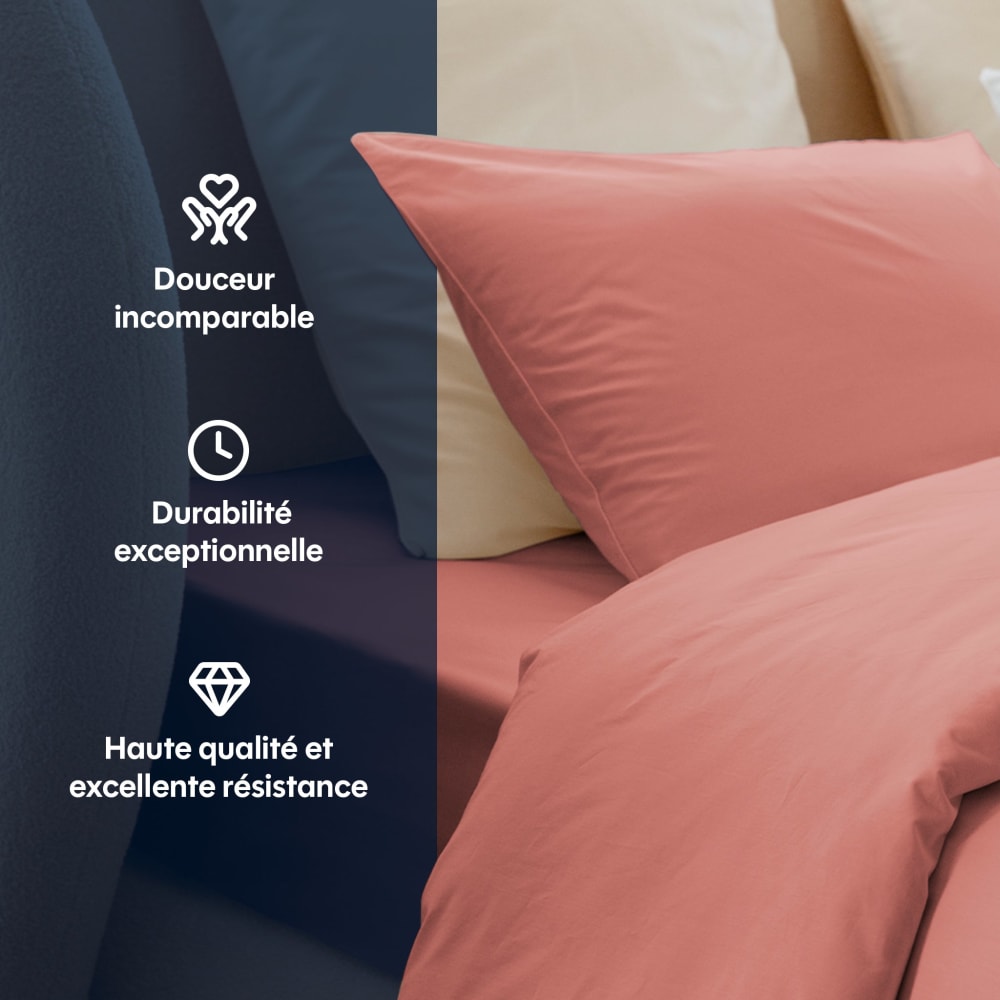 Housse de couette coton rose poudré 200x200 cm — vue 4