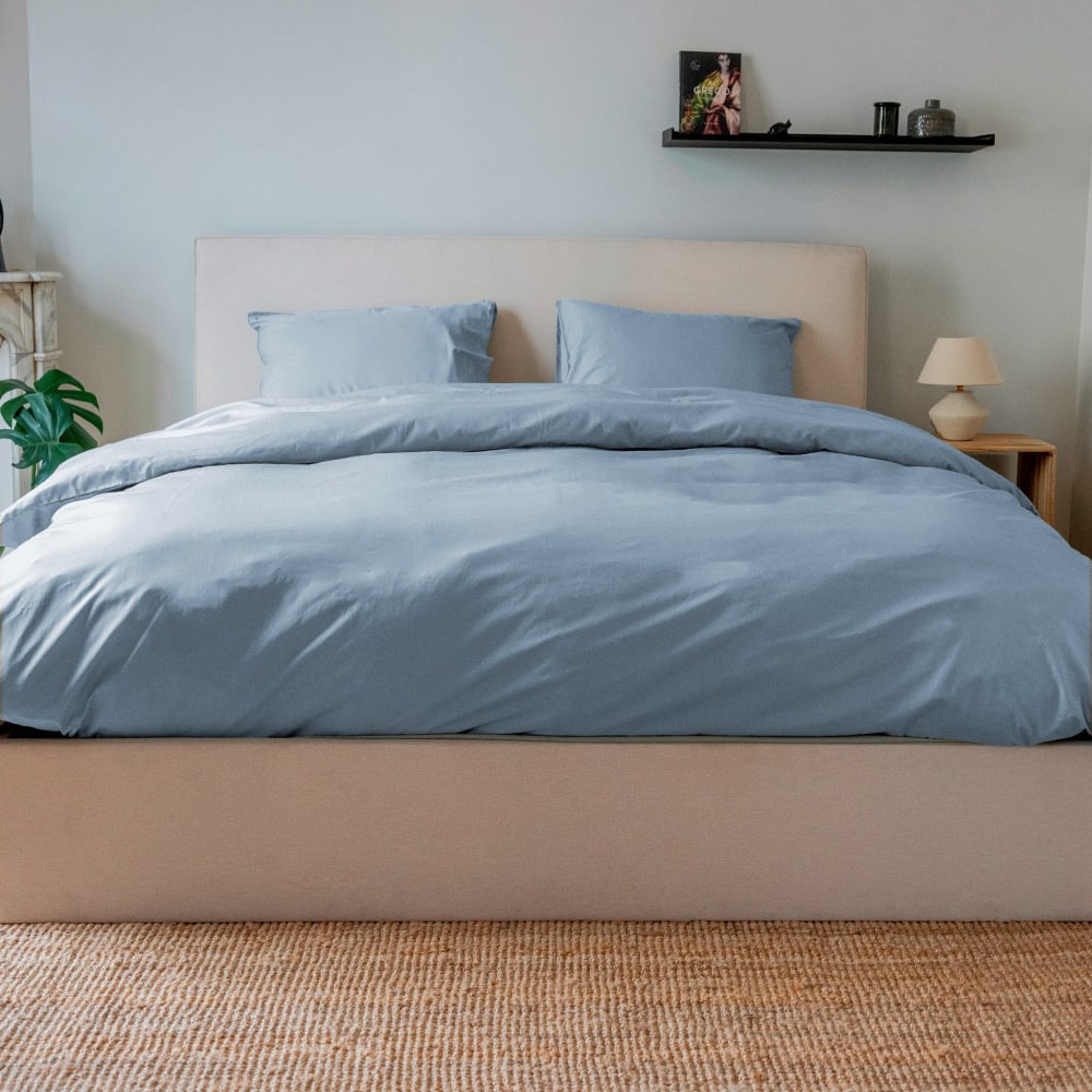 Housse de couette coton bleu gris 200x200 cm