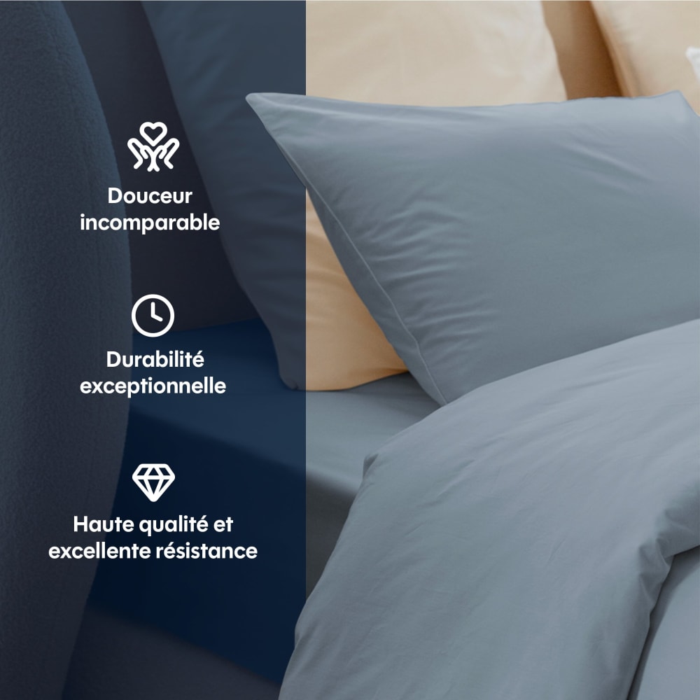 Housse de couette coton bleu gris 200x200 cm — vue 4