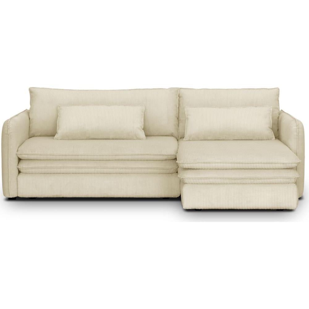 Canapé d'angle convertible réversible 3 places en velours côtelé beige