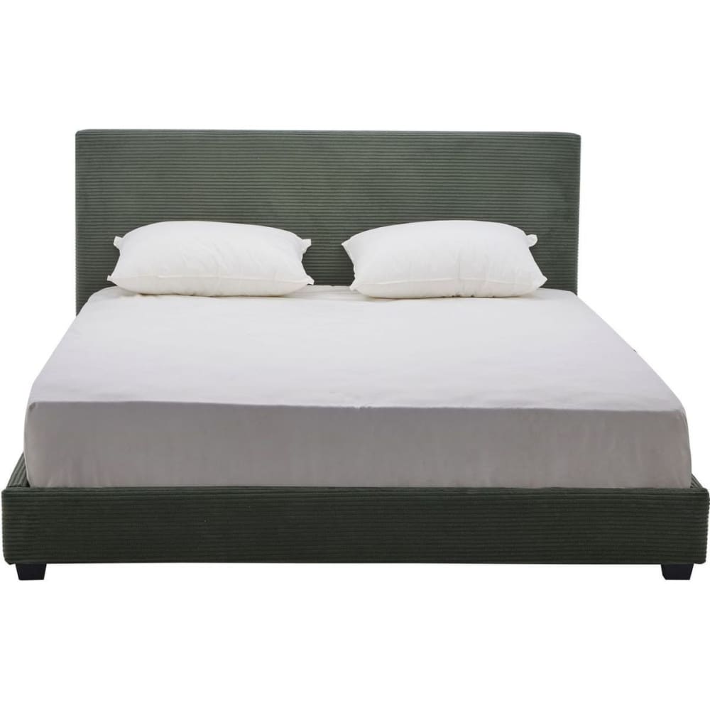 Lit 140x190 cm avec tête de lit en velours côtelé vert