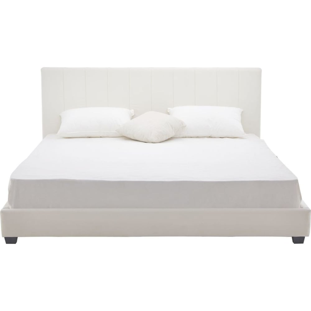 Lit 180x200 cm avec tête de lit en velours beige