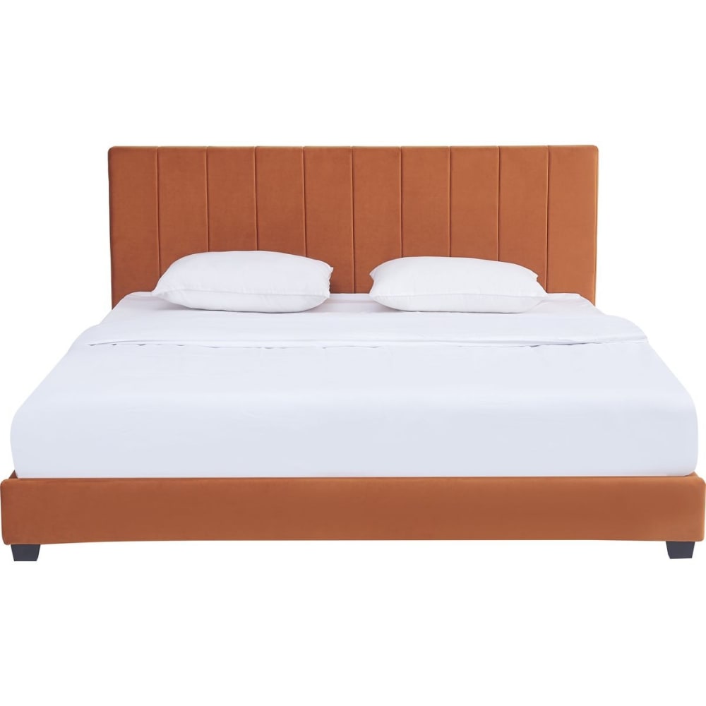 Lit 180x200 cm avec tête de lit en velours terracotta