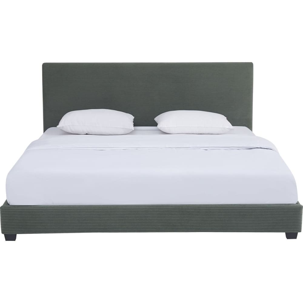 Lit 180x200 cm avec tête de lit en velours côtelé vert