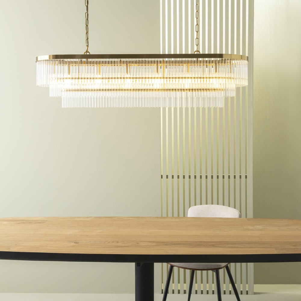 Lustre à pampille en laiton doré — vue 3