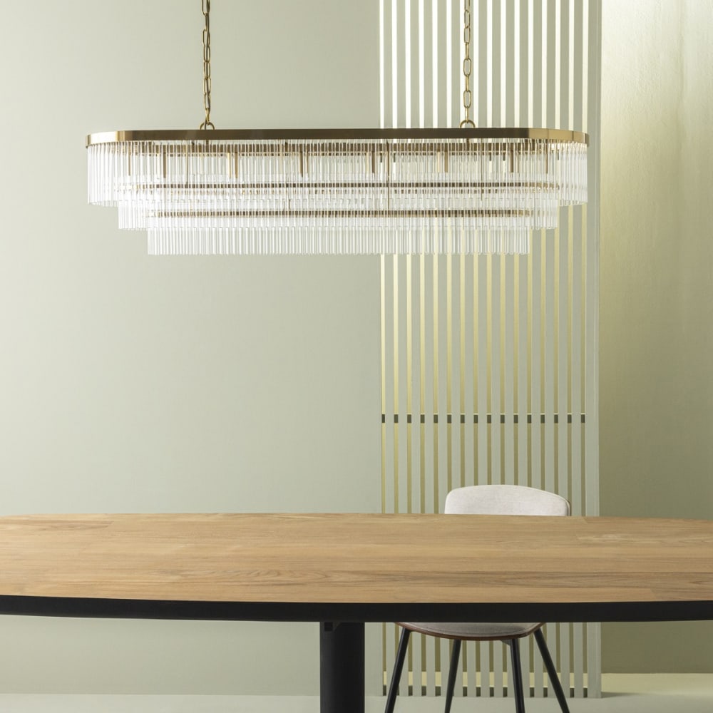 Lustre à pampille en laiton doré — vue 4