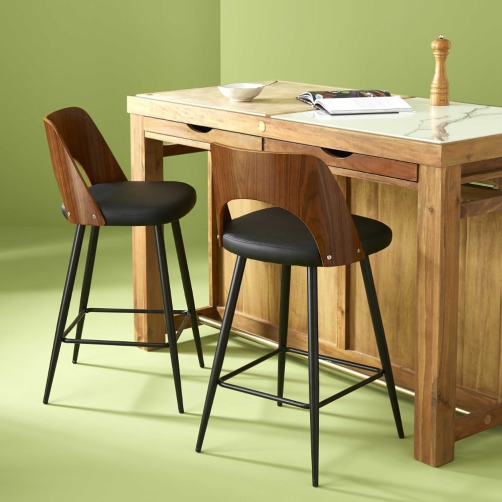 Signature Barstuhl aus schwarzem Vinyl L45 cm - AUSTIN style modern - Spanplatte