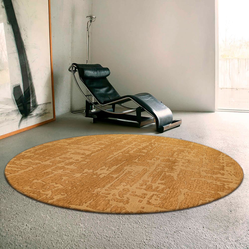 Louis de Poortere BAOBAB - Teppich waschbar In-/Outdoor Gelb 140x140 style modern Gelb Pes - Polyester