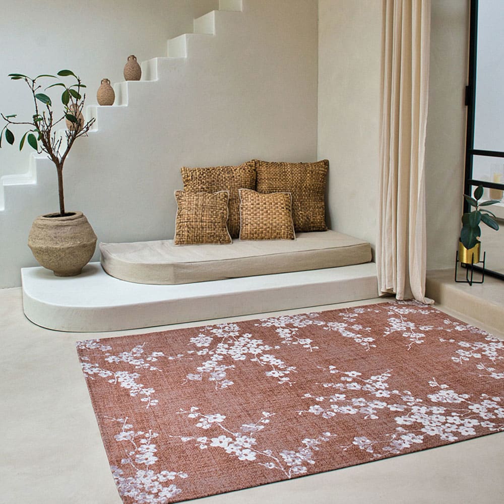 Tapis salon et chambre tissé plat 080x150 cm rose — vue 3