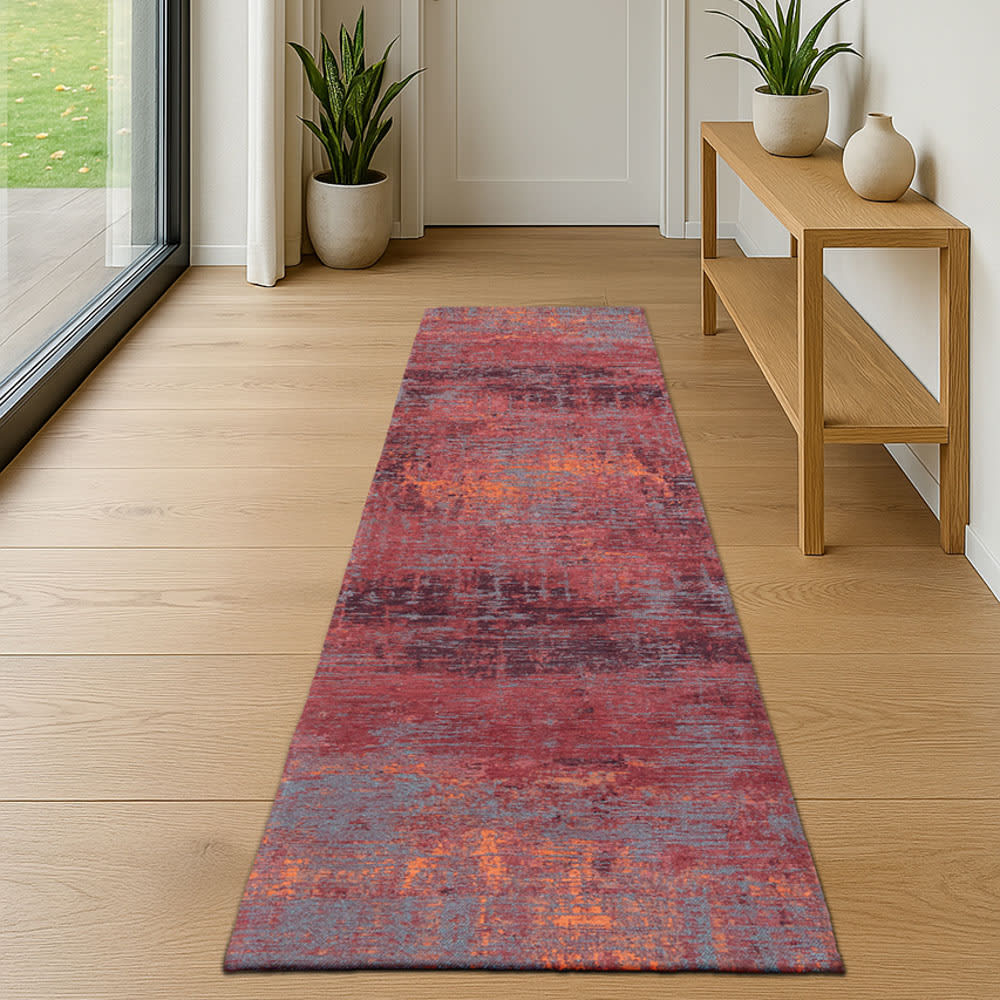 STREAKS - Teppich waschbar In-/Outdoor Rot 80x250 - Maisons Du