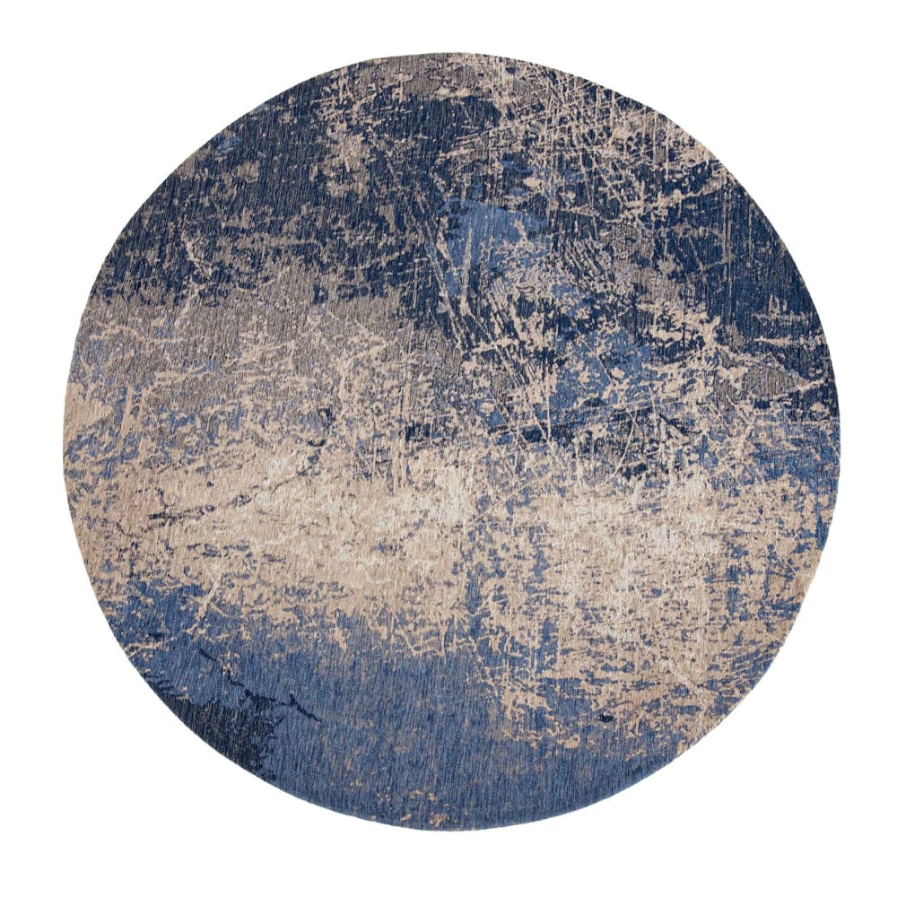 Louis de Poortere CRACKS - Teppich waschbar In-/Outdoor Blau 140x140 style modern Blau Pes - Polyester