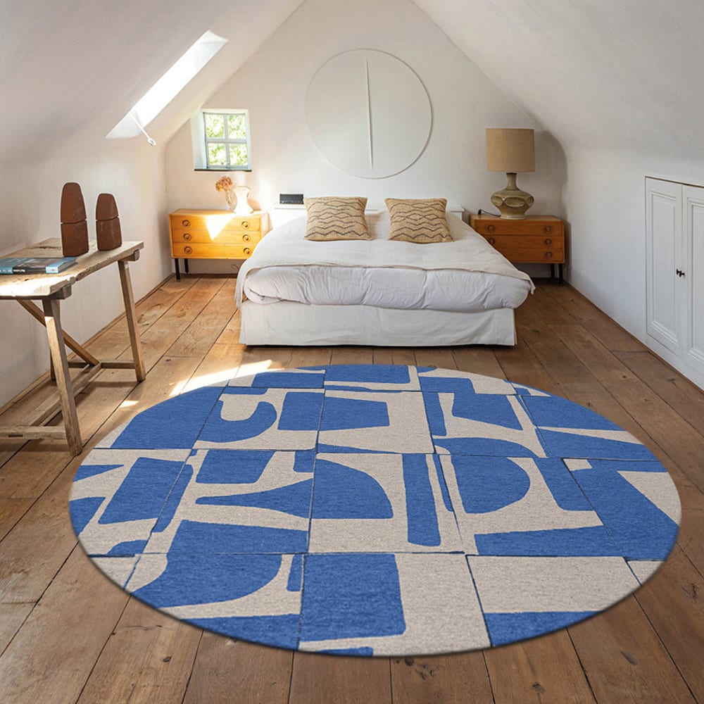 PAPERCUT - Teppich waschbar In-/Outdoor Blau 140x140 - Maisons Du